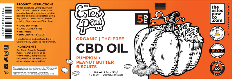 Load image into Gallery viewer, CBD Oil Biscuits | Pumpkin &amp; Peanut Butter Flavored | 40 Count | 5MG/Chew
